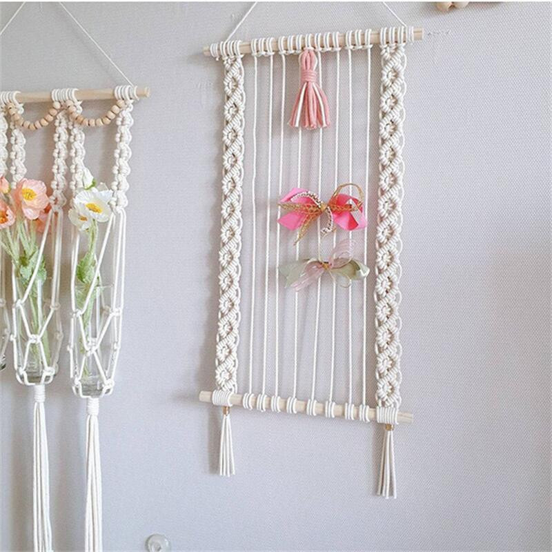 INS Nordic Bohemian szőtt gobelin Bojt Fényképek Hajtűk Tároló Szervező Kislányoknak Hajkapcsok Tartók Falra akasztható díszek