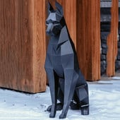 100 cm / 68 cm aukštas juodas dobermano šuo, 3D gyvūno skulptūra dobermanas, popierius, miegamasis, svetainė, rankų darbo origami modelis