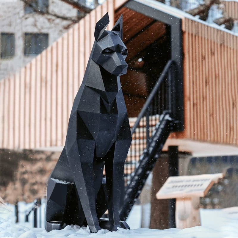 100 cm / 68 cm aukštas juodas dobermano šuo, 3D gyvūno skulptūra dobermanas, popierius, miegamasis, svetainė, rankų darbo origami modelis