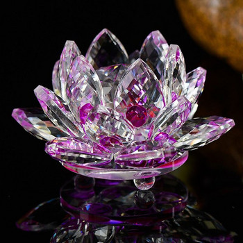 80mm Χαλαζίας Κρύσταλλο Lotus Flower Crafts Γυαλί Paperweight Fengshui Στολίδια Ειδώλια Σπίτι Διακόσμηση Γάμου Δώρα Αναμνηστικά