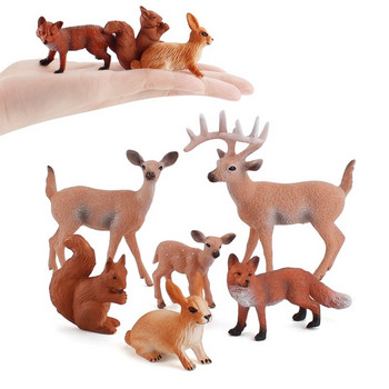 6 τμχ Τεχνητά ελάφια Οικογένεια, Αλεπού, Κουνέλι, Ζώα Σκίουρος Φιγούρες Woodland Creatures Φιγούρες Μινιατούρες Παιχνίδια Κέικ Toppers
