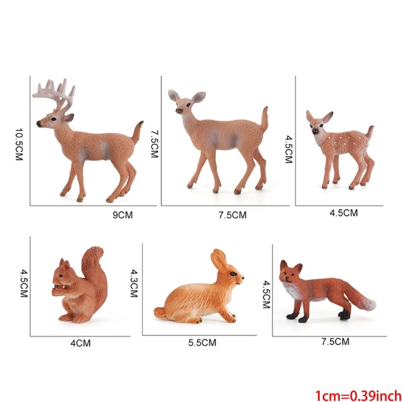 6db Műszarvas Család, Róka, Nyúl, Mókus Állatok Figurák Erdei lények Figurák Miniatűr játékok Tortalapátok