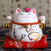 Pisica norocoasă din ceramică japoneză de 4,5 inch Maneki Neko Ornamente de decorare a casei Cadouri de afaceri Cutie de bani pentru pisica norocoasă Feng Shui Artizanat