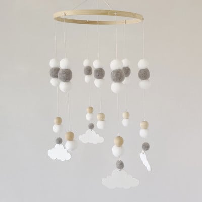 Nordic Nursery Decor Kids Room Mobil akasztós babaágyhoz Akasztható dekoráció gyerekeknek Pompon Star Cloud szoba akasztós dekoráció Újszülött ajándék
