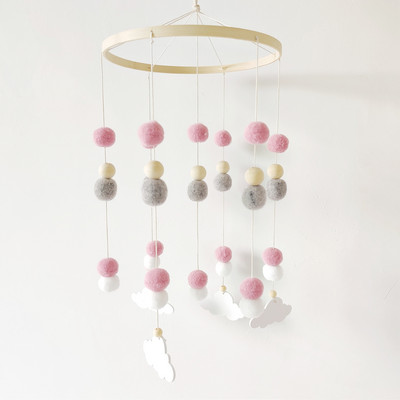 Nordic Nursery Decor Kids Room Mobil akasztós babaágyhoz Akasztható dekoráció gyerekeknek Pompon Star Cloud szoba akasztós dekoráció Újszülött ajándék