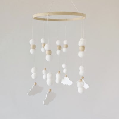 Nordic Nursery Decor Kids Room Mobil akasztós babaágyhoz Akasztható dekoráció gyerekeknek Pompon Star Cloud szoba akasztós dekoráció Újszülött ajándék