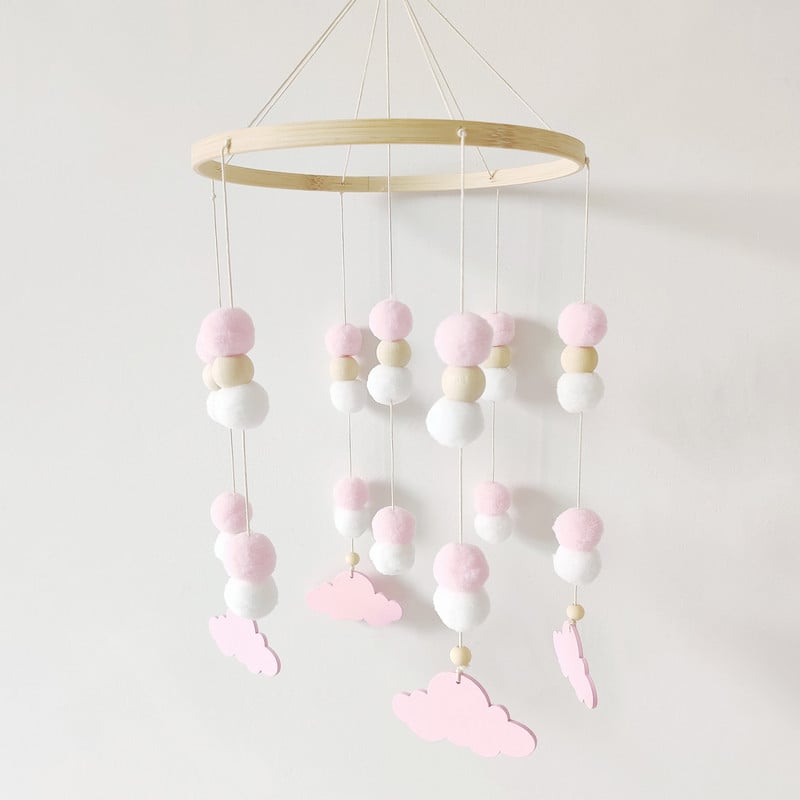 Nordic Nursery Decor Kids Room Mobil akasztós babaágyhoz Akasztható dekoráció gyerekeknek Pompon Star Cloud szoba akasztós dekoráció Újszülött ajándék