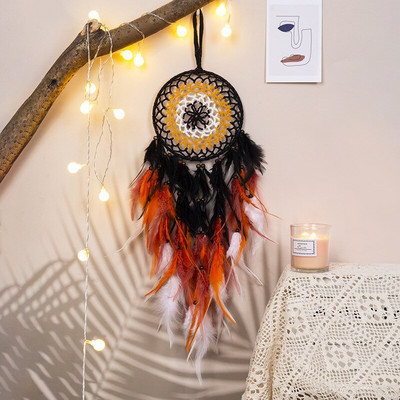 Sunset Chasing Dreams Dreamcatcher Art Home Kézműves Dísz függő hálószoba Kézzel készített toll Valentin-napi ajándékok Álomfogó