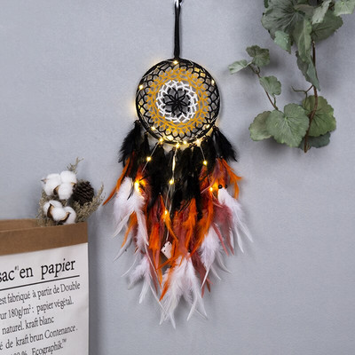 Sunset Chasing Dreams Dreamcatcher Art Home Kézműves Dísz függő hálószoba Kézzel készített toll Valentin-napi ajándékok Álomfogó