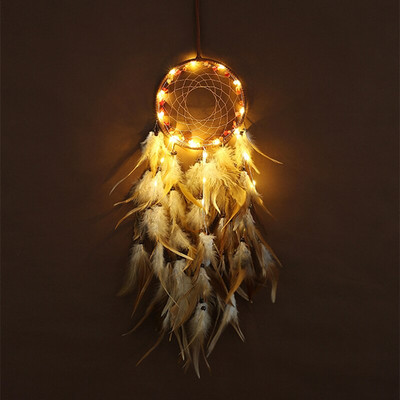 Sunset Chasing Dreams Dreamcatcher Art Home Kézműves Dísz függő hálószoba Kézzel készített toll Valentin-napi ajándékok Álomfogó