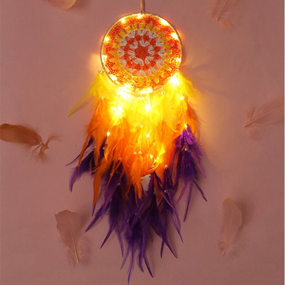 Sunset Chasing Dreams Dreamcatcher Art Home Kézműves Dísz függő hálószoba Kézzel készített toll Valentin-napi ajándékok Álomfogó