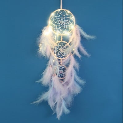 Sunset Chasing Dreams Dreamcatcher Art Home Kézműves Dísz függő hálószoba Kézzel készített toll Valentin-napi ajándékok Álomfogó