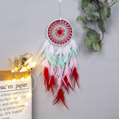 Sunset Chasing Dreams Dreamcatcher Art Home Kézműves Dísz függő hálószoba Kézzel készített toll Valentin-napi ajándékok Álomfogó