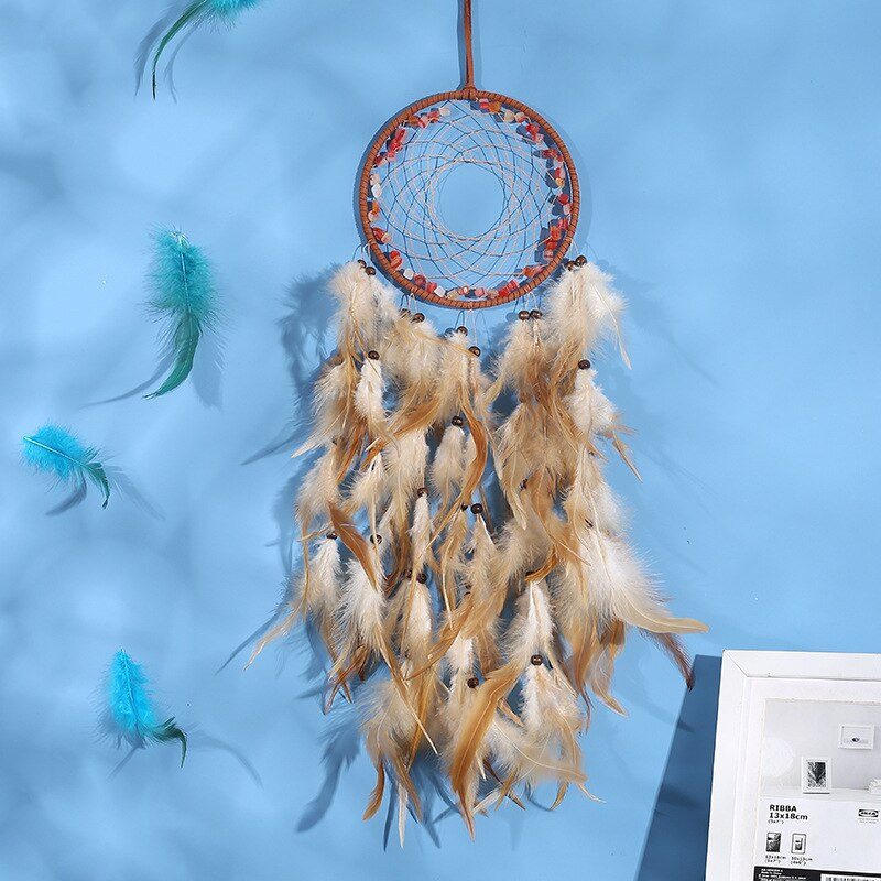 Sunset Chasing Dreams Dreamcatcher Art Home Kézműves Dísz függő hálószoba Kézzel készített toll Valentin-napi ajándékok Álomfogó