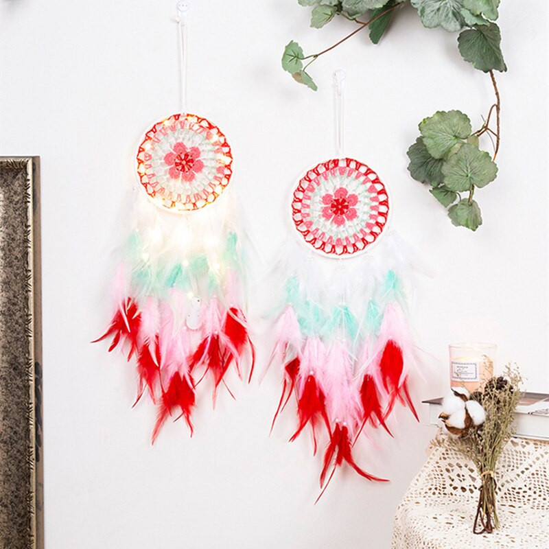 Sunset Chasing Dreams Dreamcatcher Art Home Kézműves Dísz függő hálószoba Kézzel készített toll Valentin-napi ajándékok Álomfogó