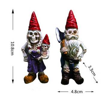 2τμχ Skeleton Couple Dwarf Lovers Halloween Resin Figure Craft Figurine Decoration Μινιατούρα Νεράιδα στολίδι κήπου DIY αξεσουάρ