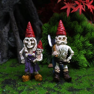 2τμχ Skeleton Couple Dwarf Lovers Halloween Resin Figure Craft Figurine Decoration Μινιατούρα Νεράιδα στολίδι κήπου DIY αξεσουάρ