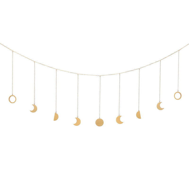 Moon Shining Phase Garland dekorációs láncok Boho arany falra akasztó díszek Támogatás Dropshipping Decoracion Habitacion