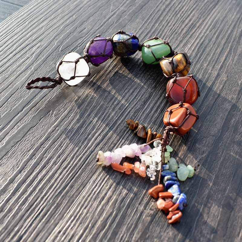 Rankų darbo krištolo lango automobilio pakabinami papuošalai 7 čakros namų feng shui dekoras Joga meditacija suversti palmių akmenys Reiki gydymas