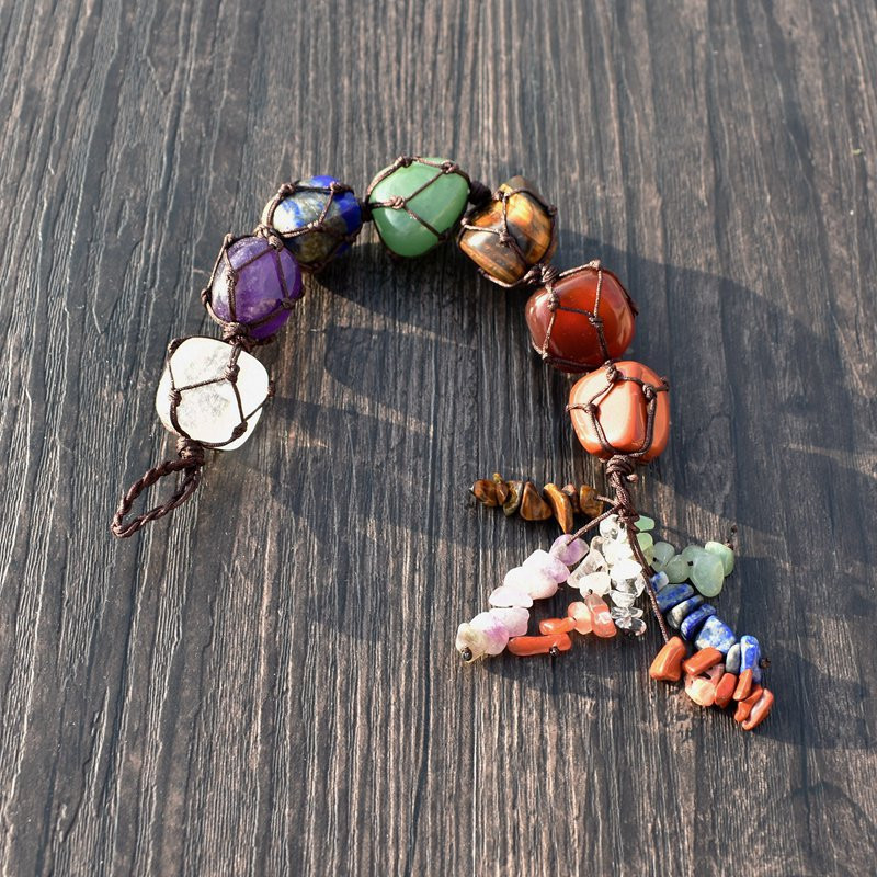 Rankų darbo krištolo lango automobilio pakabinami papuošalai 7 čakros namų feng shui dekoras Joga meditacija suversti palmių akmenys Reiki gydymas