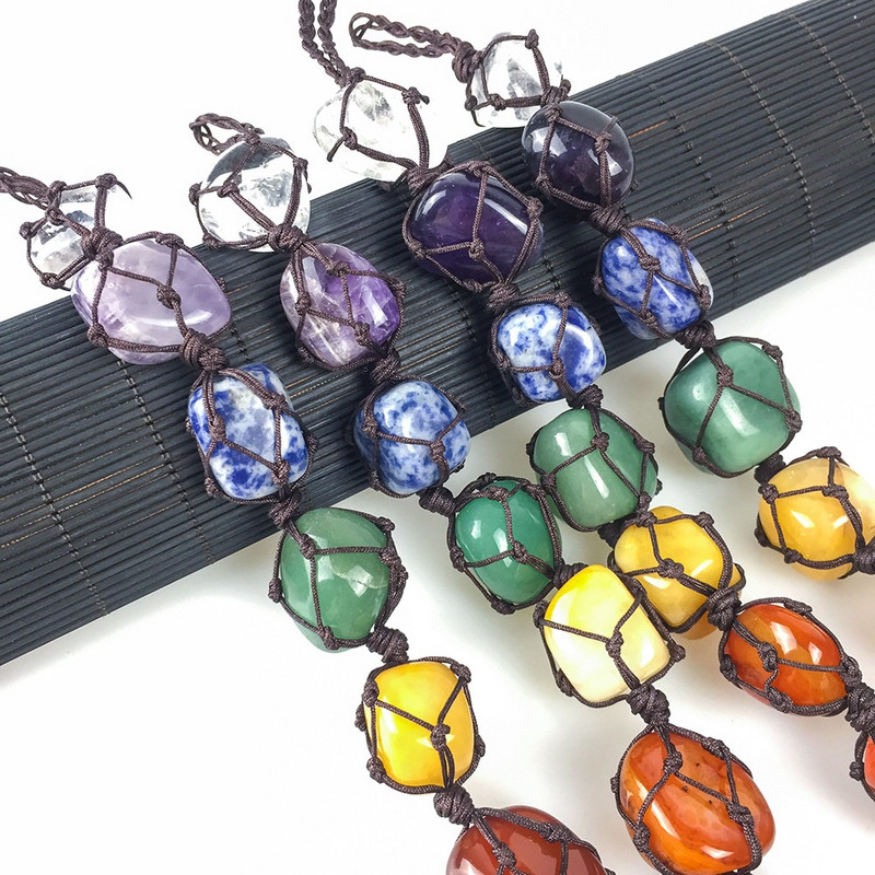 Rankų darbo krištolo lango automobilio pakabinami papuošalai 7 čakros namų feng shui dekoras Joga meditacija suversti palmių akmenys Reiki gydymas