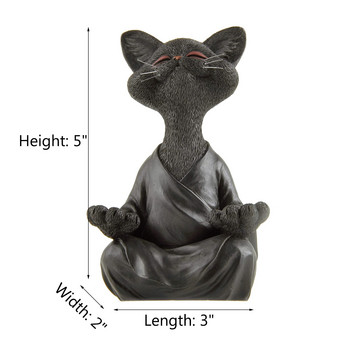 Причудлива фигурка на черна котка на Буда, медитация, йога, колекционерска щастлива котка, декорация, декорация за домашна градина, градински орнамент #t1p