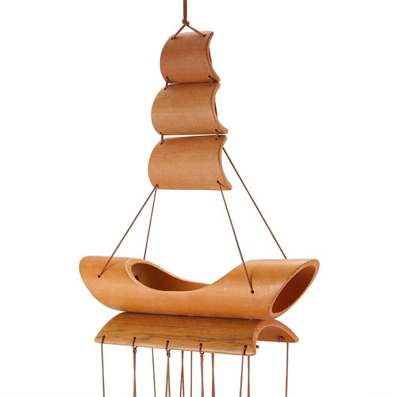 Clopoțel de vânt din bambus, inel natural realizat manual, decor pentru acasă, clopoțel de vânt, ornament pentru agățat, clopoțel de vânt în curte