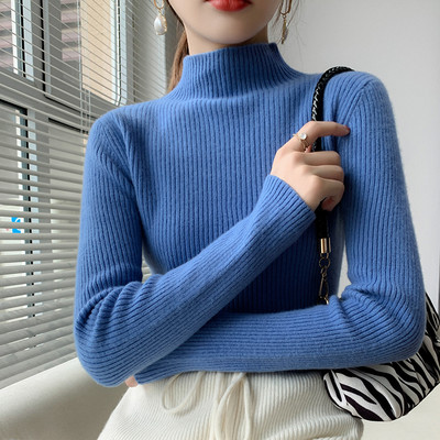 Casual γυναικείο πουλόβερ με ψηλό γιακά - πολλά χρώματα