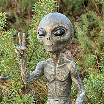 Outer Space Alien Statue Martians Garden Figurine Set Διακόσμηση κήπου Outdoor Jardineria Decoracion Support Drop Αποστέλλεται