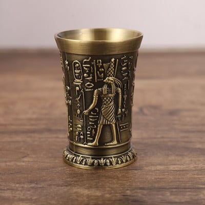 Lakás dekoráció Vintage egyiptomi borospohár kis fém koktél whisky bár csésze fáraó tuti gravírozás serleg Vizes pohár