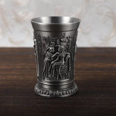 Lakás dekoráció Vintage egyiptomi borospohár kis fém koktél whisky bár csésze fáraó tuti gravírozás serleg Vizes pohár