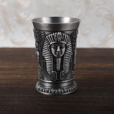 Lakás dekoráció Vintage egyiptomi borospohár kis fém koktél whisky bár csésze fáraó tuti gravírozás serleg Vizes pohár