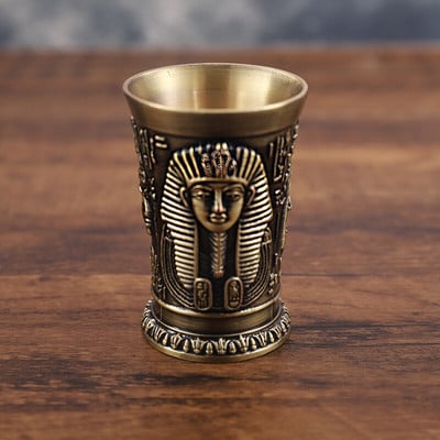 Lakás dekoráció Vintage egyiptomi borospohár kis fém koktél whisky bár csésze fáraó tuti gravírozás serleg Vizes pohár