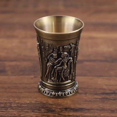 Lakás dekoráció Vintage egyiptomi borospohár kis fém koktél whisky bár csésze fáraó tuti gravírozás serleg Vizes pohár