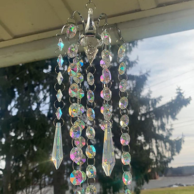 Crystal Wind Chime Χειροποίητο μενταγιόν Sun Light Catcher Πολύχρωμες κρεμαστά σταγόνες Εξωτερικού κήπου Windchime Κουρτίνα ντεκόρ #LR3