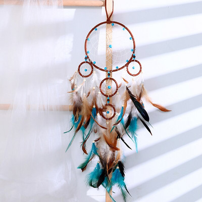 Hot Five Rings Dreamcatchers falra akasztható dekoráció Retro tollak álomfogó akció Vintage lakberendezési álomfogók