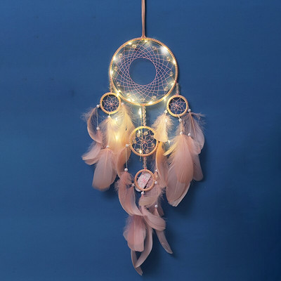Hot Five Rings Dreamcatchers falra akasztható dekoráció Retro tollak álomfogó akció Vintage lakberendezési álomfogók