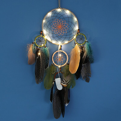 Hot Five Rings Dreamcatchers falra akasztható dekoráció Retro tollak álomfogó akció Vintage lakberendezési álomfogók