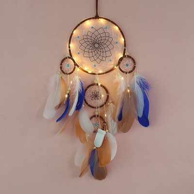 Hot Five Rings Dreamcatchers falra akasztható dekoráció Retro tollak álomfogó akció Vintage lakberendezési álomfogók
