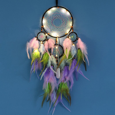 Hot Five Rings Dreamcatchers falra akasztható dekoráció Retro tollak álomfogó akció Vintage lakberendezési álomfogók