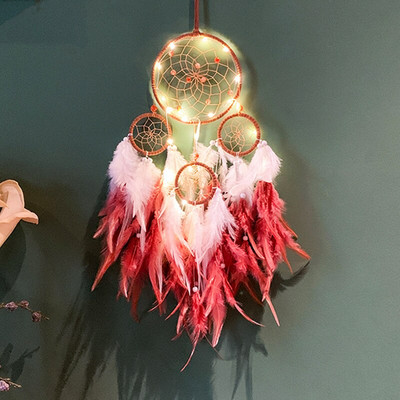 Hot Five Rings Dreamcatchers falra akasztható dekoráció Retro tollak álomfogó akció Vintage lakberendezési álomfogók