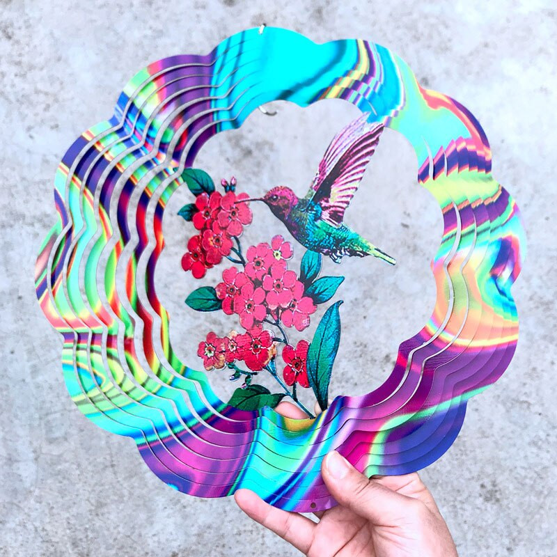 2022-es szélforgató tükör színes, rozsdamentes acél 12 hüvelykes 3D forgó szélcsengő kültéri kerti és beltéri díszekhez egyaránt