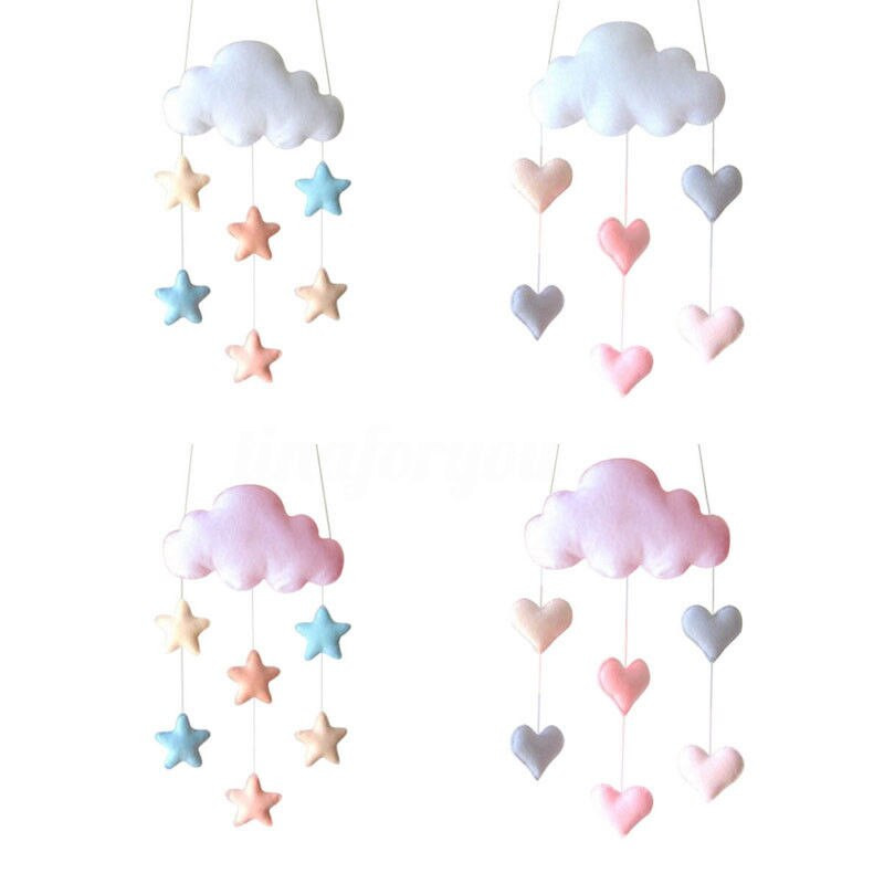 Romantikus csecsemő baba puha plüss ágy akasztós dekorok Felhő Szív Csillag baba bölcsőde Mobil kiságy babakocsi babakocsi ágy babakocsi akasztós dekor