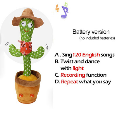 Jucărie minunată de cactus care dansează Păpușă cactus vorbitoare Vorbește înregistrarea sunetului Repetă Jucărie strălucitoare Cactus Kawaii Jucării educaționale pentru copii Cadou