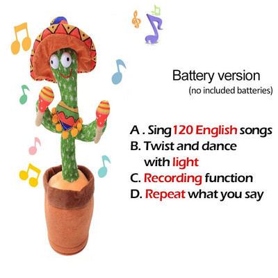 Jucărie minunată de cactus care dansează Păpușă cactus vorbitoare Vorbește înregistrarea sunetului Repetă Jucărie strălucitoare Cactus Kawaii Jucării educaționale pentru copii Cadou