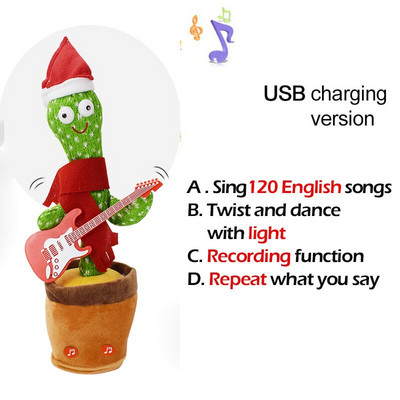 Jucărie minunată de cactus care dansează Păpușă cactus vorbitoare Vorbește înregistrarea sunetului Repetă Jucărie strălucitoare Cactus Kawaii Jucării educaționale pentru copii Cadou