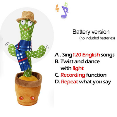 Jucărie minunată de cactus care dansează Păpușă cactus vorbitoare Vorbește înregistrarea sunetului Repetă Jucărie strălucitoare Cactus Kawaii Jucării educaționale pentru copii Cadou