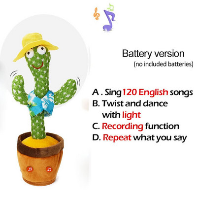 Jucărie minunată de cactus care dansează Păpușă cactus vorbitoare Vorbește înregistrarea sunetului Repetă Jucărie strălucitoare Cactus Kawaii Jucării educaționale pentru copii Cadou