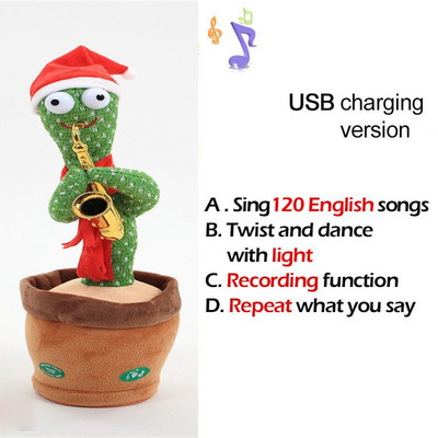 Jucărie minunată de cactus care dansează Păpușă cactus vorbitoare Vorbește înregistrarea sunetului Repetă Jucărie strălucitoare Cactus Kawaii Jucării educaționale pentru copii Cadou