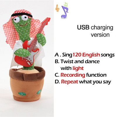 Jucărie minunată de cactus care dansează Păpușă cactus vorbitoare Vorbește înregistrarea sunetului Repetă Jucărie strălucitoare Cactus Kawaii Jucării educaționale pentru copii Cadou